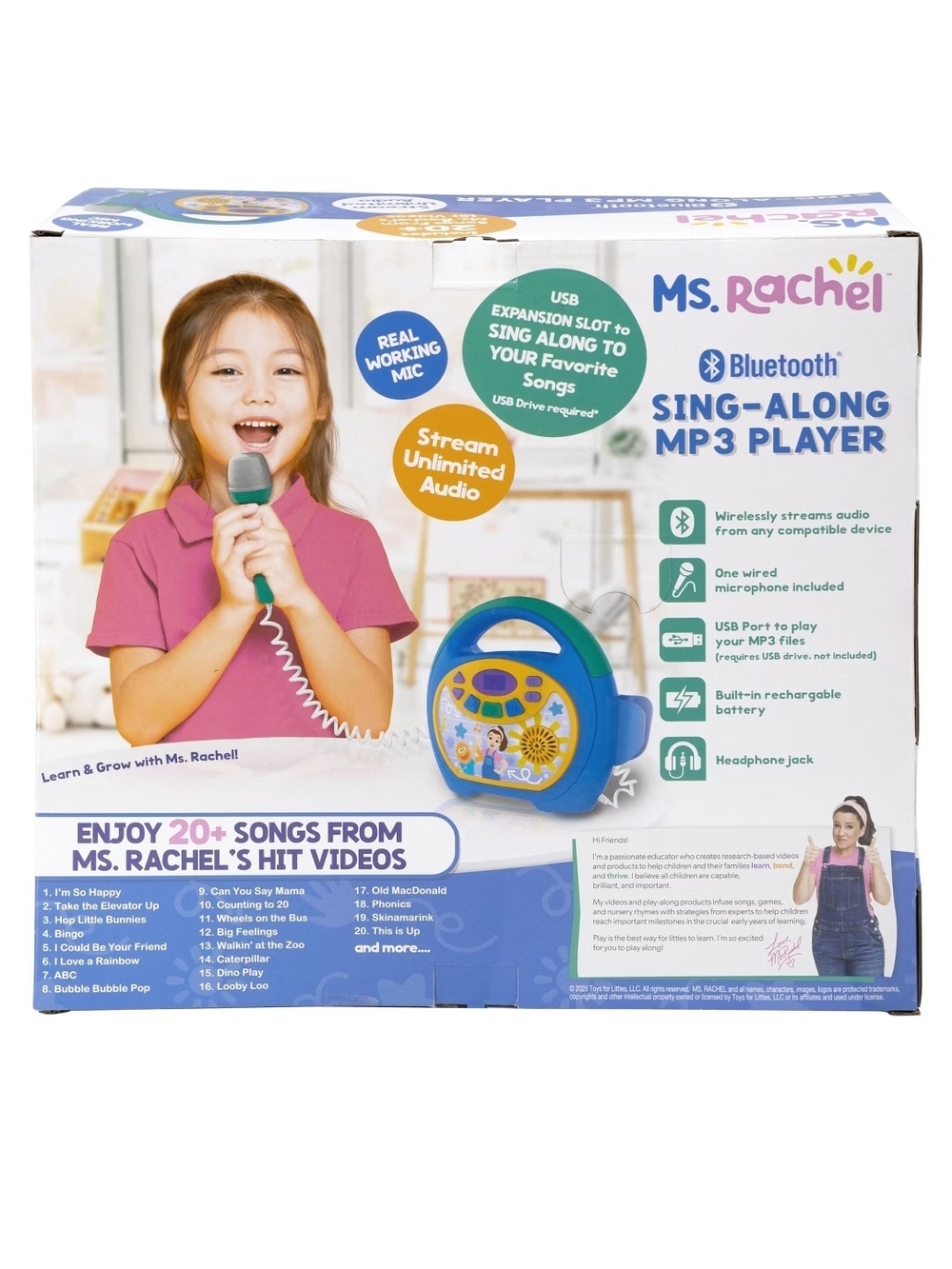 Rachel Blue & Yellow Bluetooth Sing-Along MP3 Player with Microphone - Picture 6 of 7